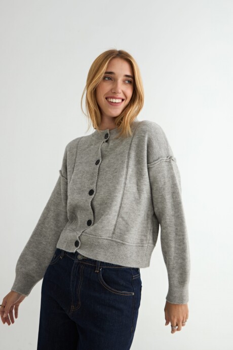 CARDIGAN CORDATA GRIS CLARO