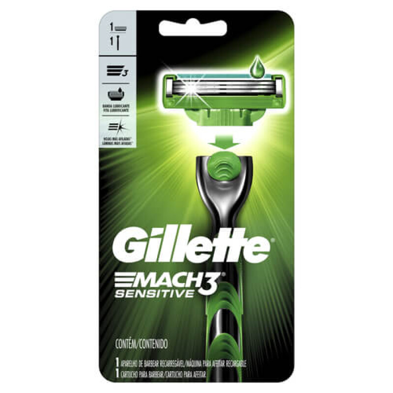 Afeitadora Gillette Mach 3 Sensitive + 1 repuesto Afeitadora Gillette Mach 3 Sensitive + 1 repuesto