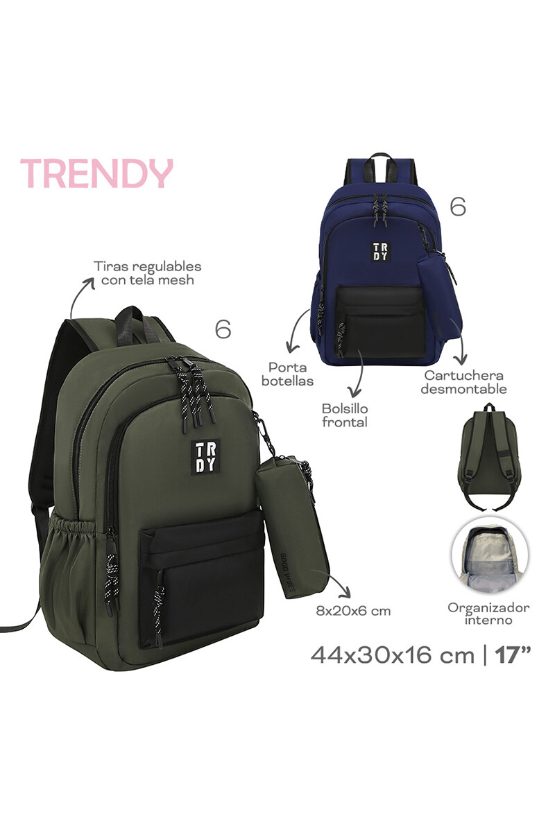 Mochila con cartuchera Trendy Gris