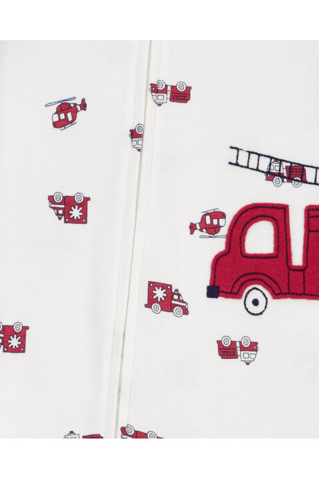 Pijama uno pieza de algodón, con pie, diseño bomberos Sin color