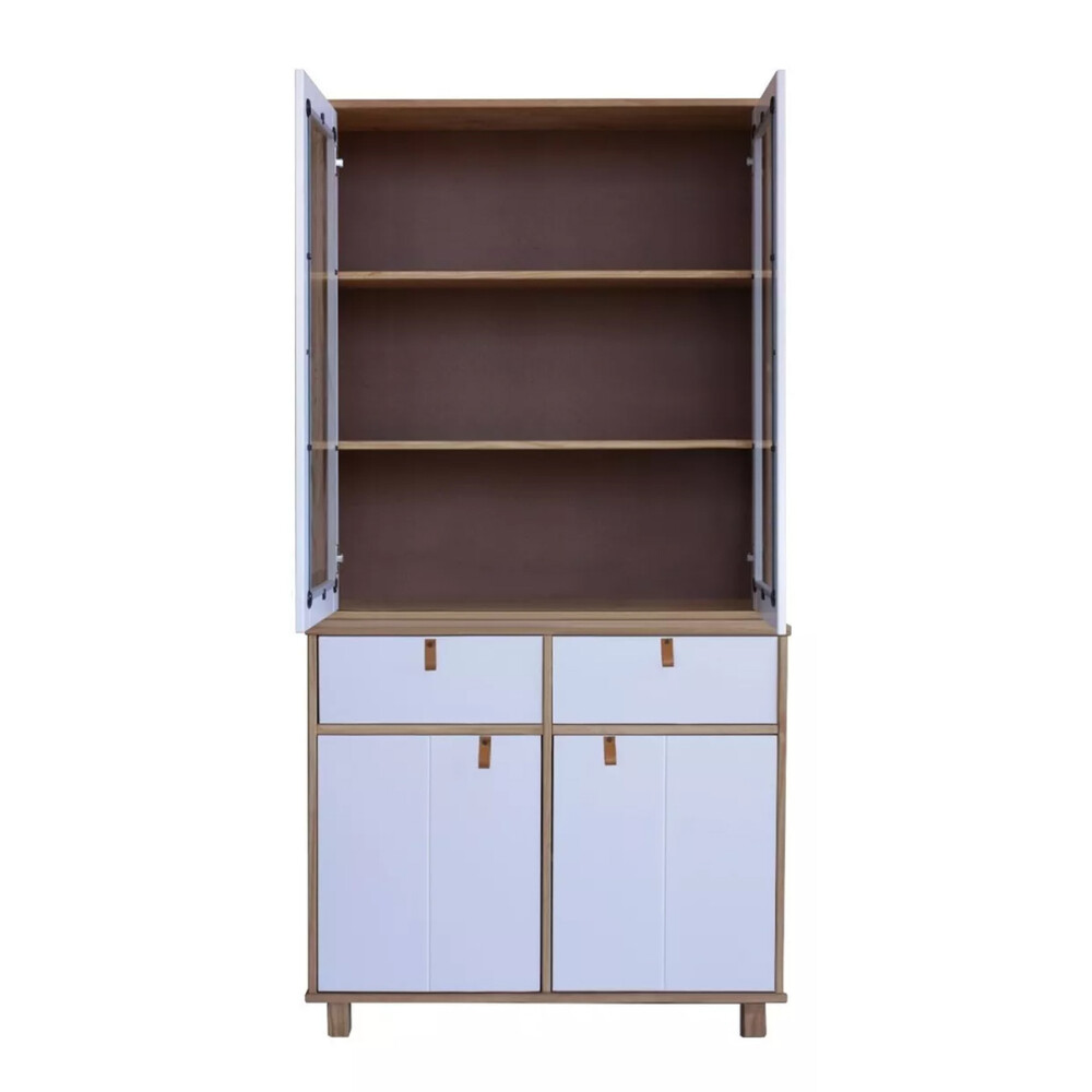 Mueble / Cristalero en madera maciza 4 puertas 2 cajones Mueble / Cristalero en madera maciza 4 puertas 2 cajones