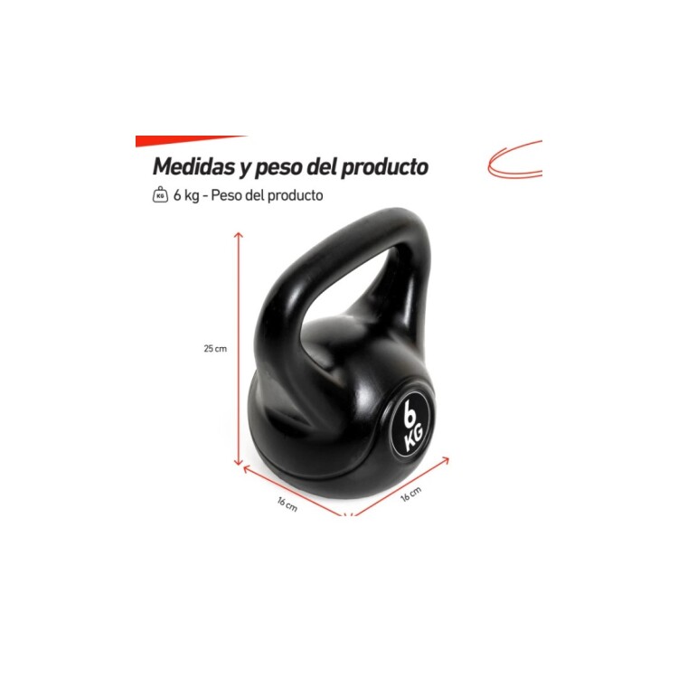 PESA RUSA RECUNIERTA PVC 6KG NEGRO