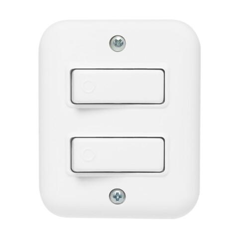 INTERRUPTOR UNIPOLAR DOBLE 10AMP. C/ROSETA. BLANCO INTERRUPTOR UNIPOLAR DOBLE 10AMP. C/ROSETA. BLANCO