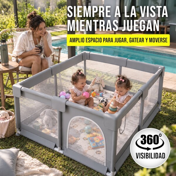Corral para bebe corralito seguridad puerta pelotero niños IMBACK Color Gris Corral para bebe corralito seguridad puerta pelotero niños IMBACK Color Gris