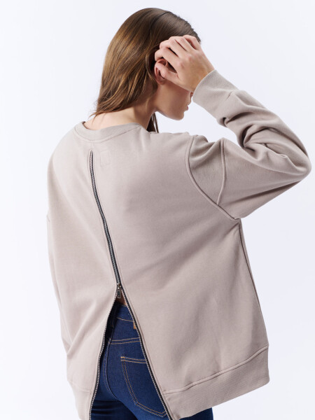 Buzo oversize cierre Beige Grisáceo