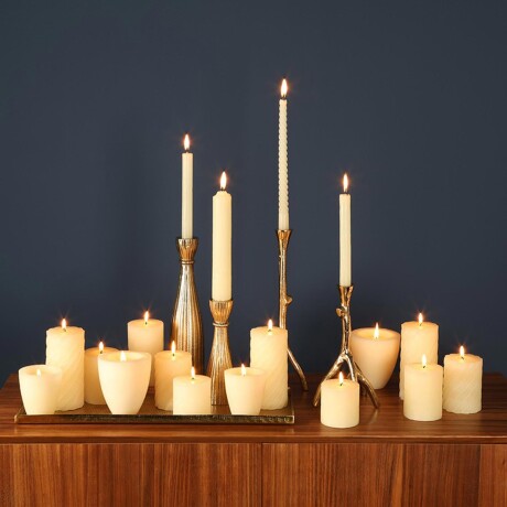 SET 2 VELAS PARAFINA NATURAL-BEIGE TWIRLY