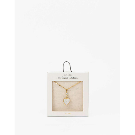 Cadena Acero Con Dije Nácar Dorado