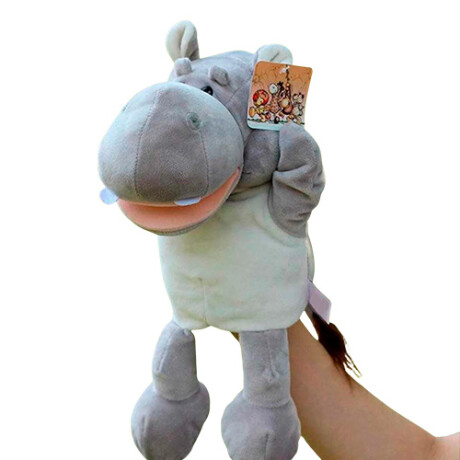 Títere Peluche Infantil de Animal Hipopótamo Gris 001