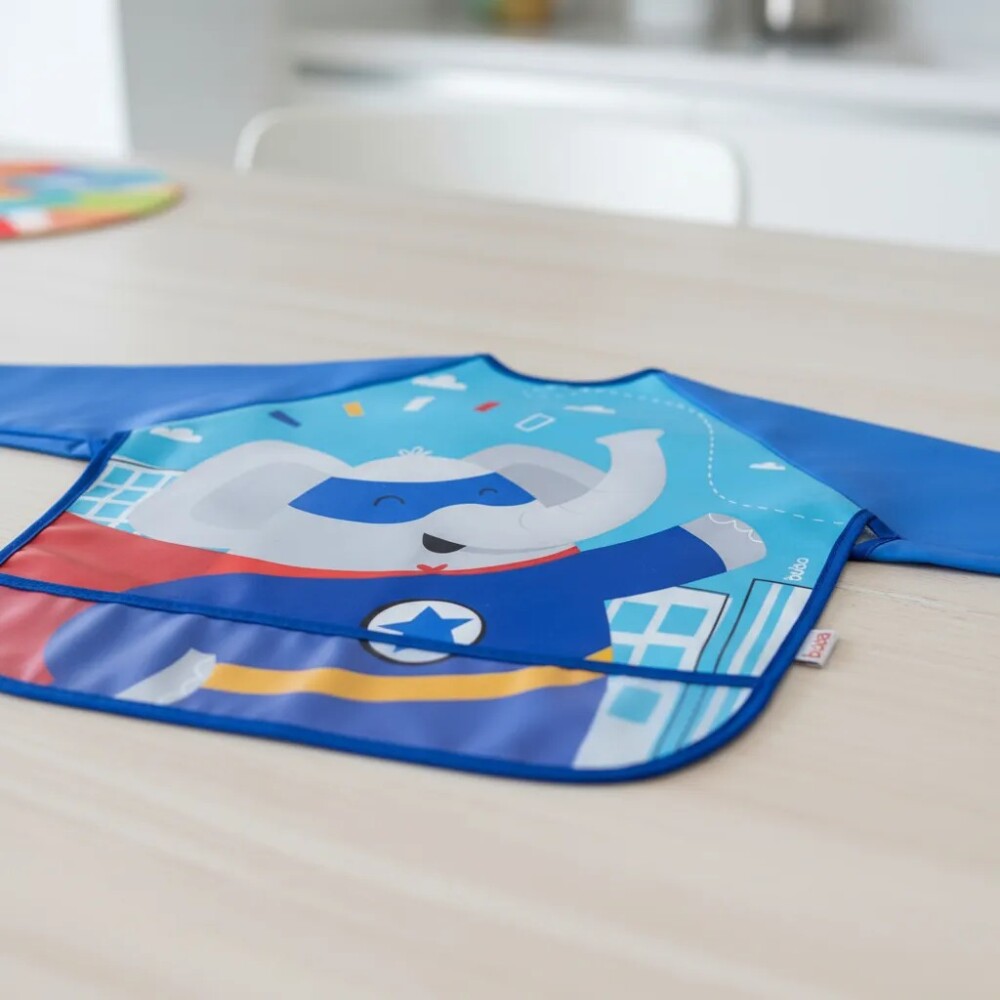 Babero con manga BUBA elefante azul