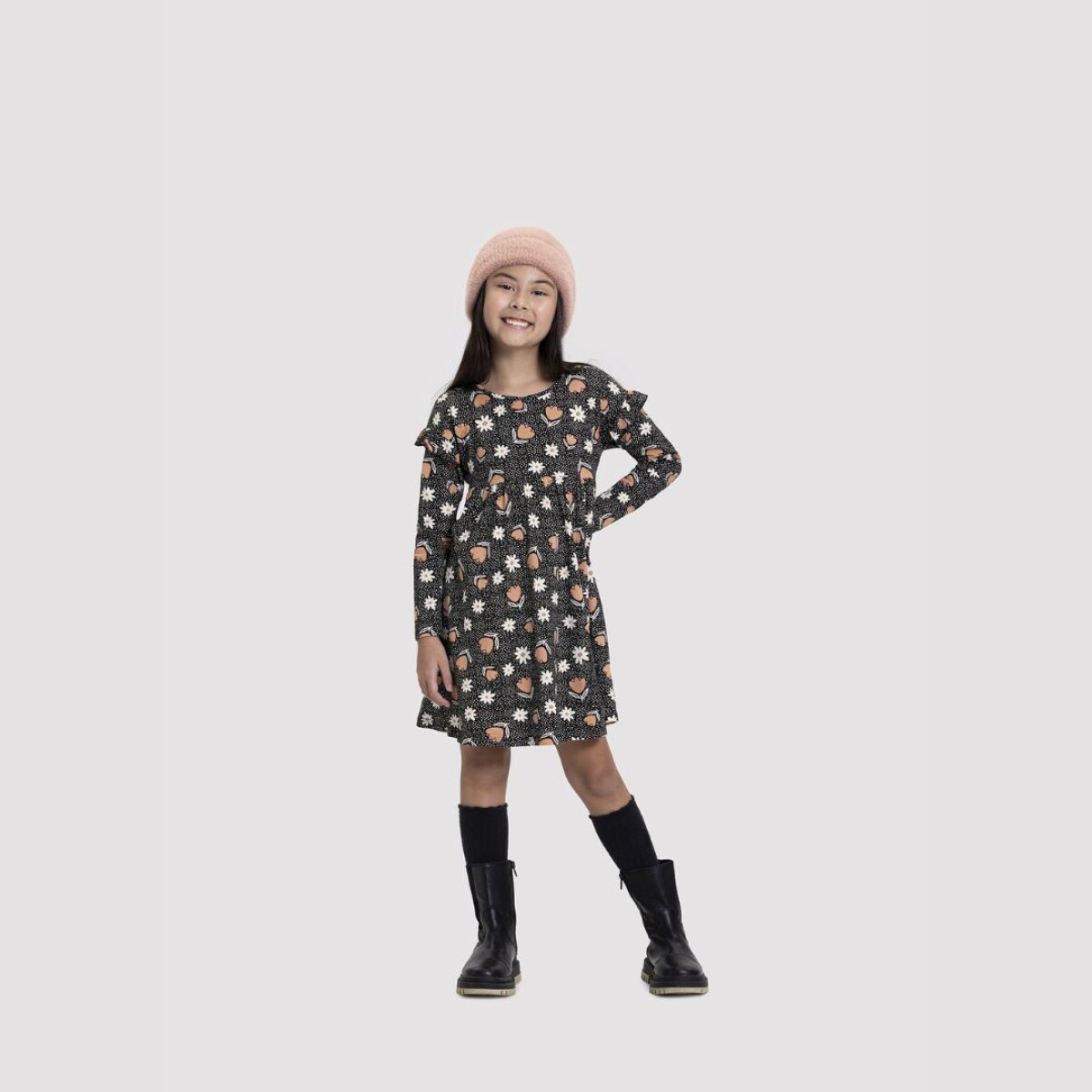 Vestido Estampado - Negro 