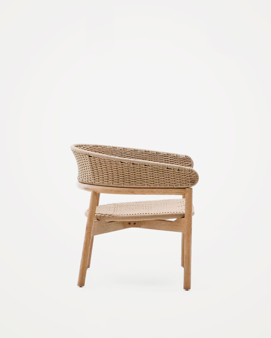 Sillón Arinella de madera maciza de acacia acabado tono natural y cuerda beige FSC 100% Sillón Arinella de madera maciza de acacia acabado tono natural y cuerda beige FSC 100%
