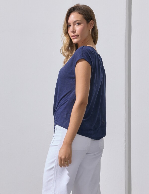 Blusa Botones Nudo AZUL