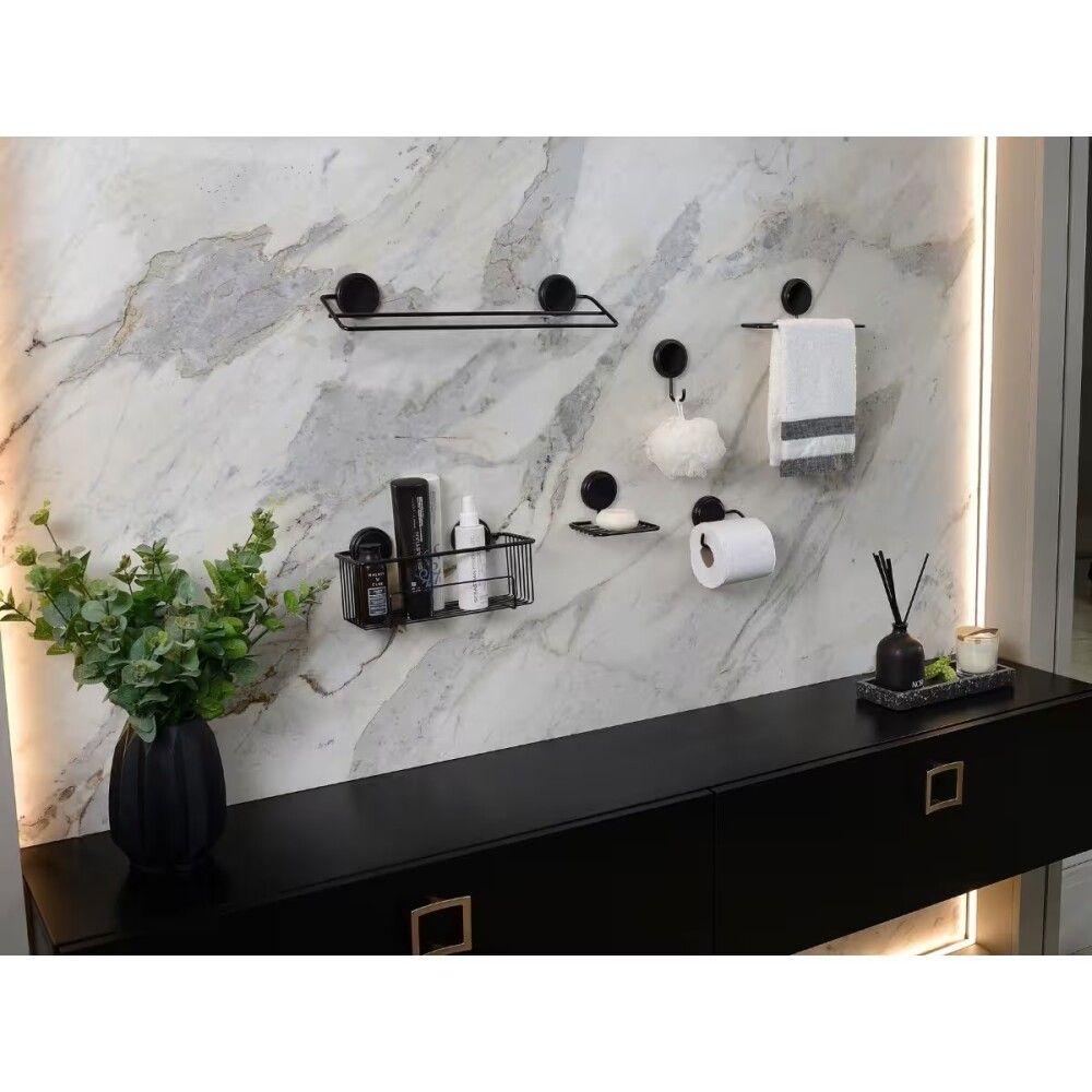 TOALLERO ADHESIVO 25 CM NEGRO MATE Toallero Adhesivo 25 Cm Negro Mate