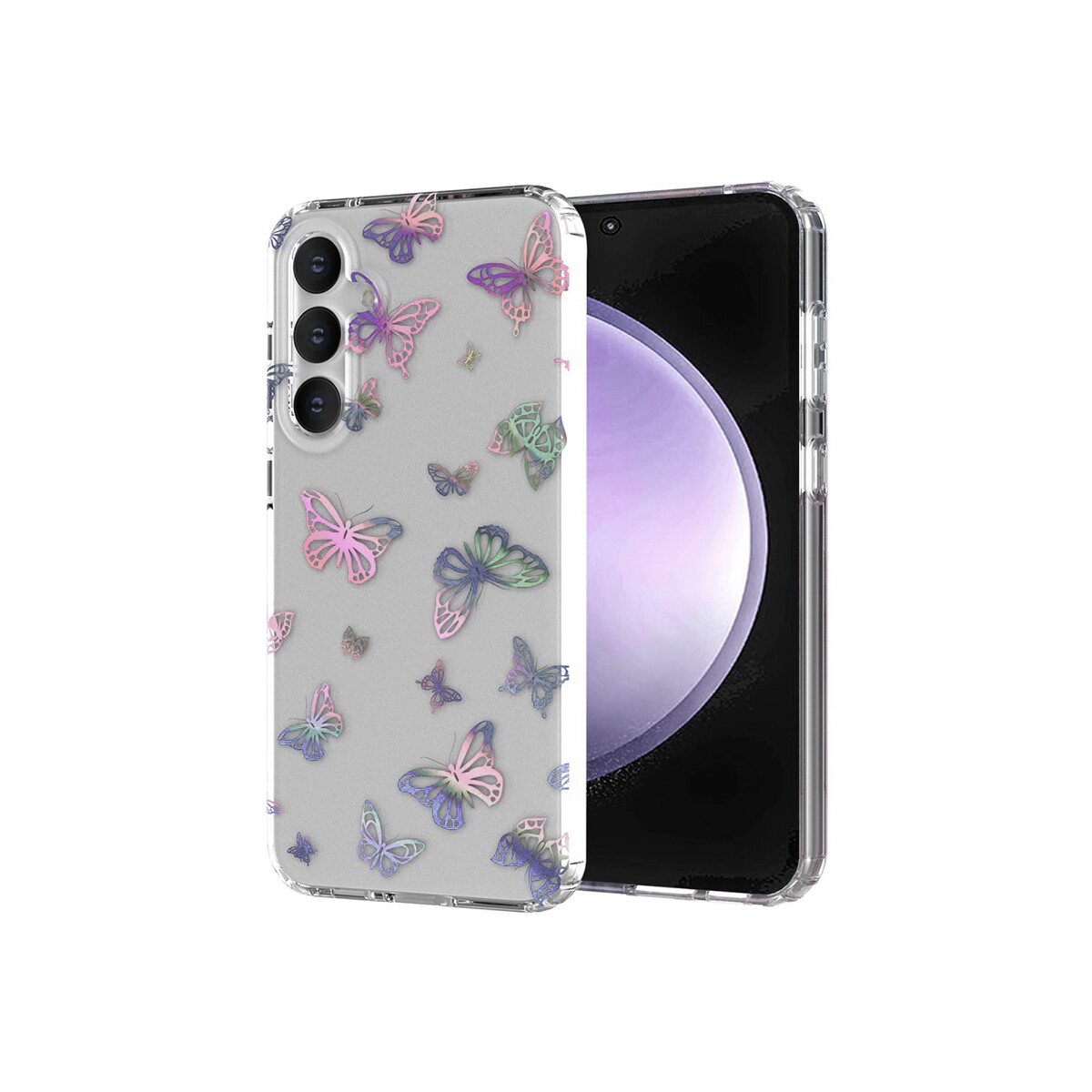 Protector Samsung Galaxy S23 FE transparente diseño mariposas 
