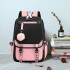Pack x3 Mochila Kawaii Impermeable Usb Multuso Resistente Variante Color Rosa Negro