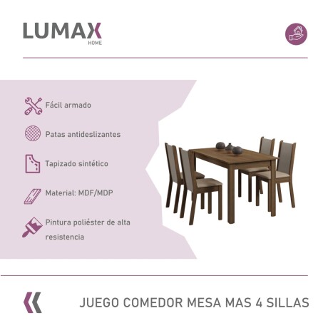 Juego de comedor con mesa de madera y 4 sillas rústicas/sintéticas Juego de comedor con mesa de madera y 4 sillas rústicas/sintéticas