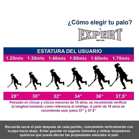 Palo De Hockey Expert Gold Madera Reforzado 28 A 37.5 Rosado - Talle 37.5