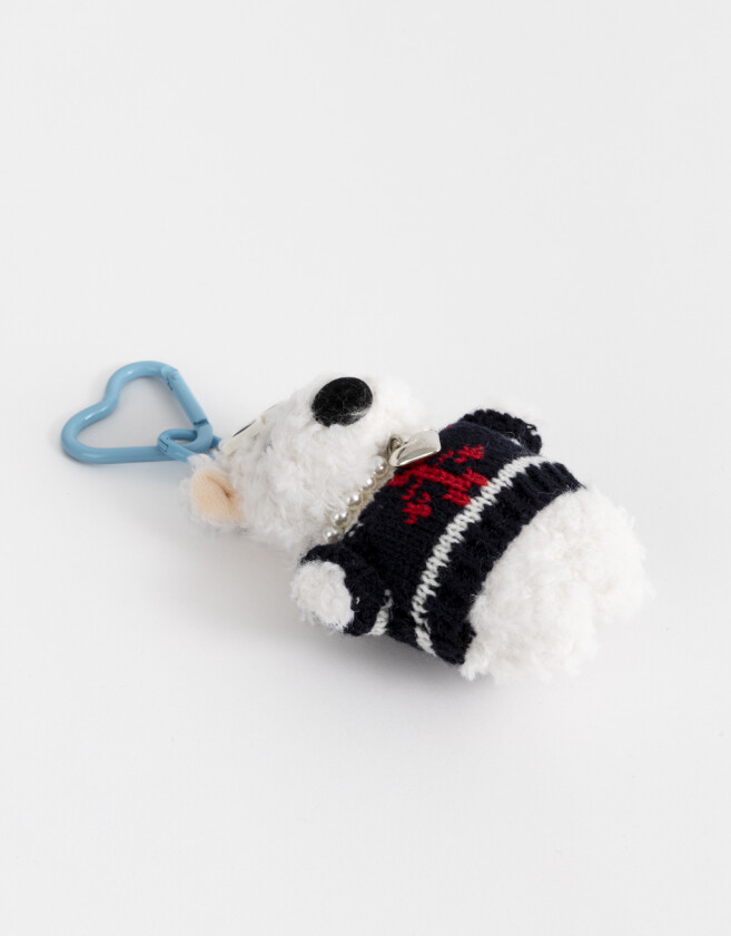 Llavero Peluche Llavero Y Charm Perrito Con Sweater - Blanco Crema
