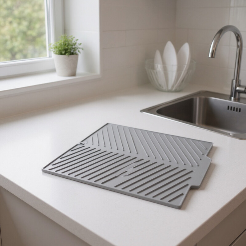 Alfombrilla Silicona Escurridor Vajilla Gris