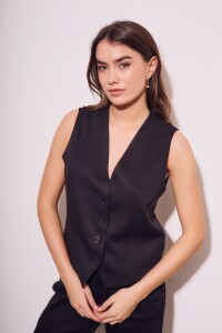 Chaleco Lino Negro