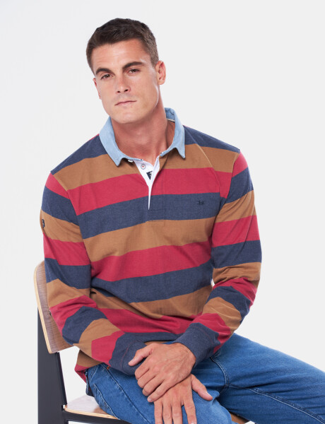 REMERA POLO RAYADA Ladrillo