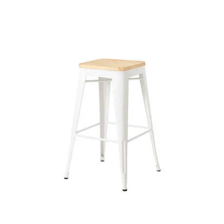 Taburete Tolix en metal y asiento de madera Blanco