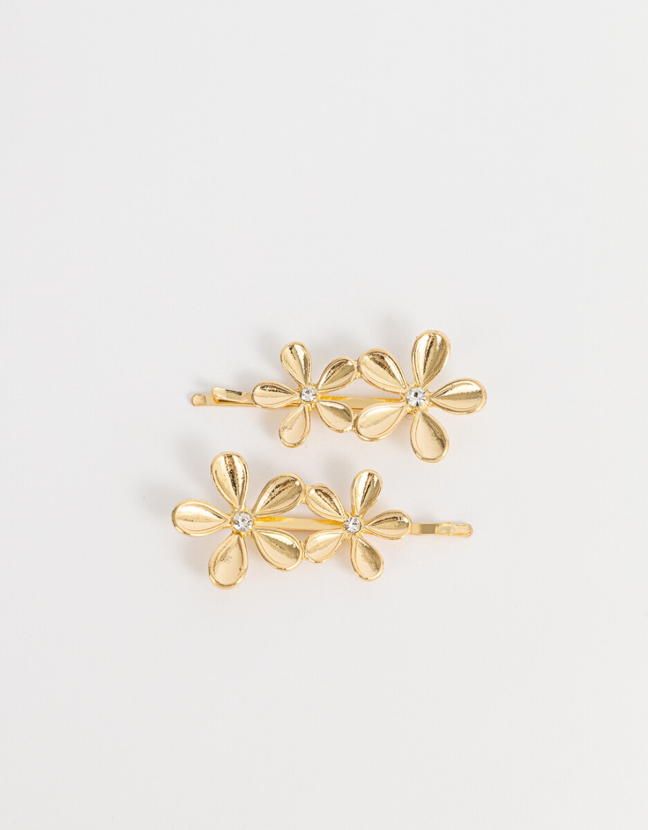 Set De Horquillas Con Flores 