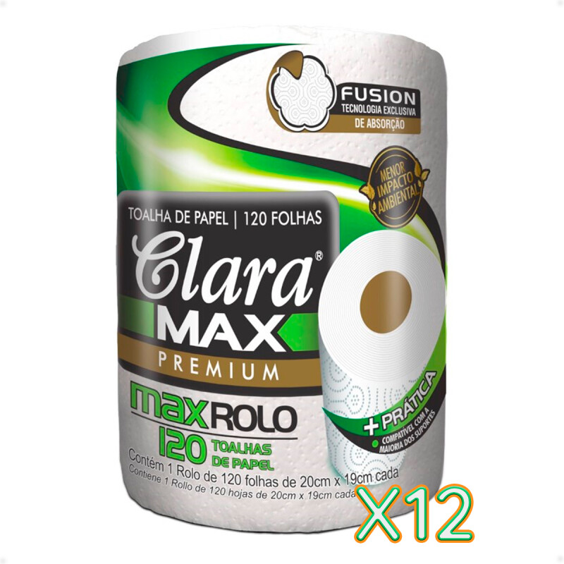 Papel Toalla Cocina Clara Max Rollo X 120 Toallas X12