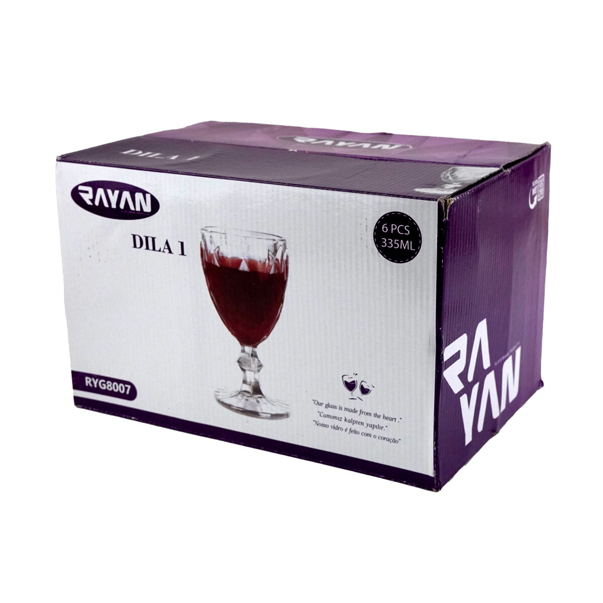 COPA VINO SET X6PCS VIDRIO LABRADO DIAMANTE 335ML DILA 1 RAYAN 