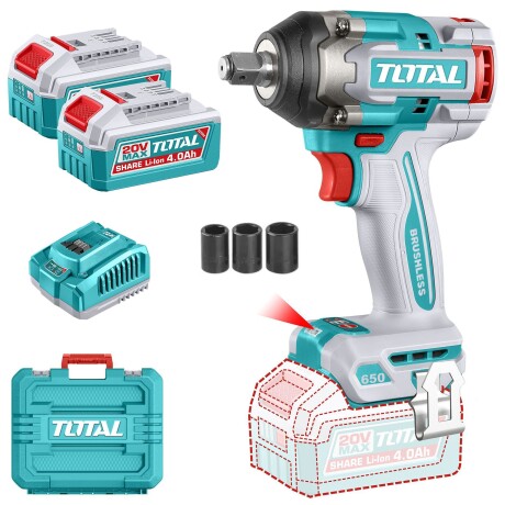Llave De Impacto Inalámbrica 20v 1/2" 650Nm - Doble Batería + Maletín Llave De Impacto Inalámbrica 20v 1/2" 650Nm - Doble Batería + Maletín