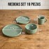 Juego De Vajilla Set Completo de 16 Piezas Lujan Ceramica Moderno IMBACK Color Verde Juego De Vajilla Set Completo de 16 Piezas Lujan Ceramica Moderno IMBACK Color Verde