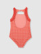 Bañador Estampado De Ondas Con Volantes Naranja