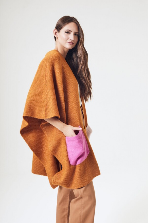 Poncho Color Block Ocre