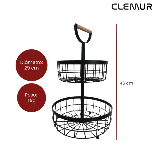 Canasto Organizador 2 Niveles Pisos Cesto Cocina baño Deco con manija madera IMBACK Canasto Organizador 2 Niveles Pisos Cesto Cocina baño Deco con manija madera IMBACK
