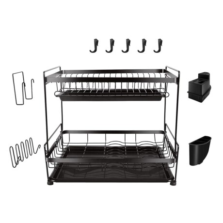 Escurridor 2 Niveles Metal c/2 Bandejas Cubiertero Secavasos Negro