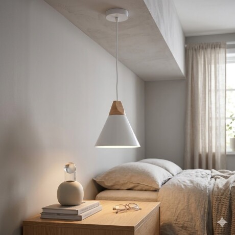 Campana de aluminio y madera cónica estilo nórdico Blanca