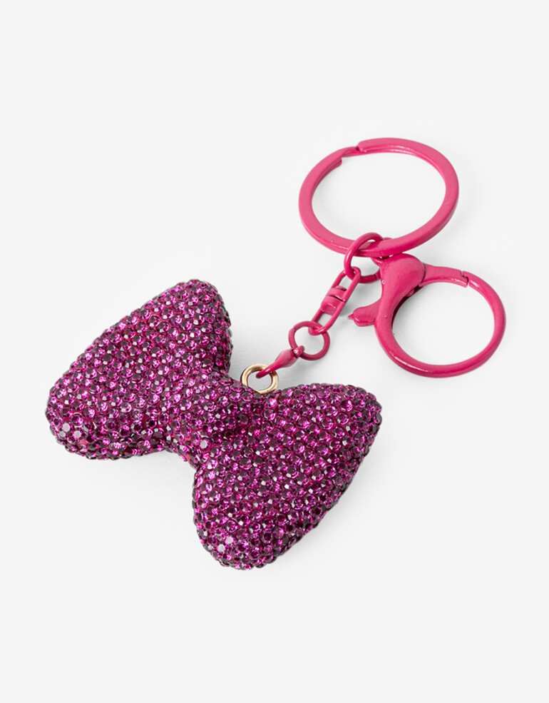 Llavero Strass Llavero Y Bag Charm Moño - Rosa Metalizado