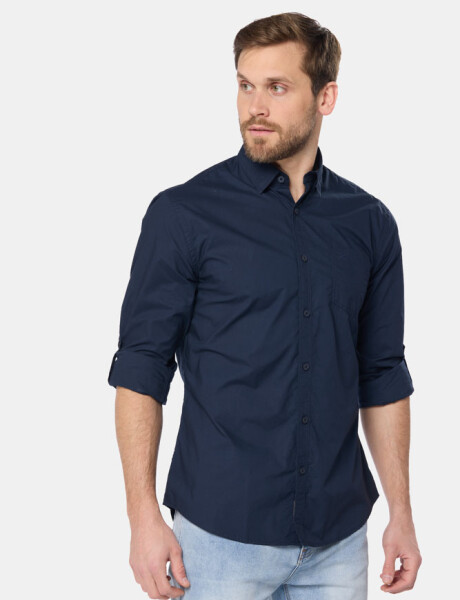 CAMISA LISA DE ALGODÓN Azul