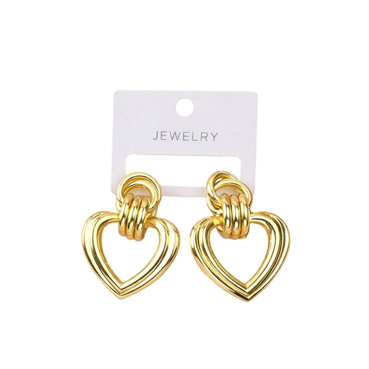 Aretes dorados corazón - Aretes Dorados Corazón 