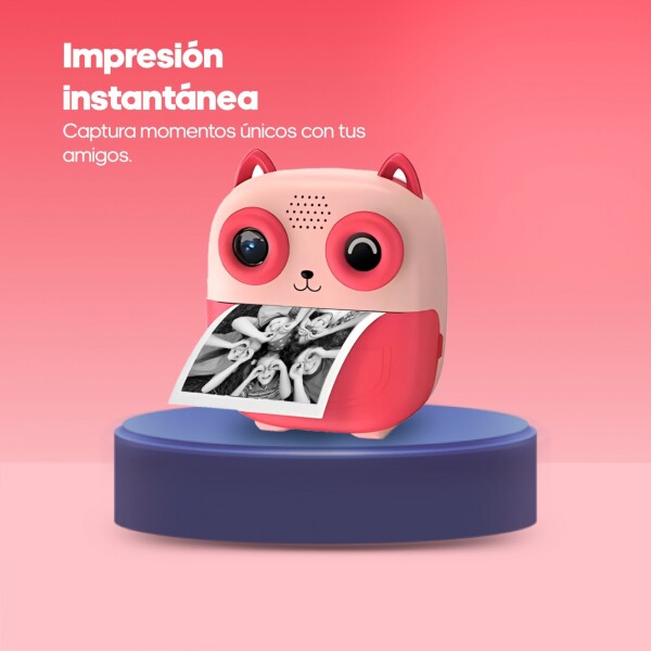 Camara De Fotos Buho Infantil Impresion Instantanea Polaroid Variante Color Rosa