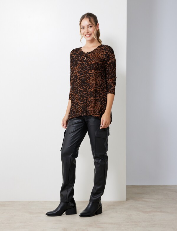 Blusa Labrada NEGRO/MARRON