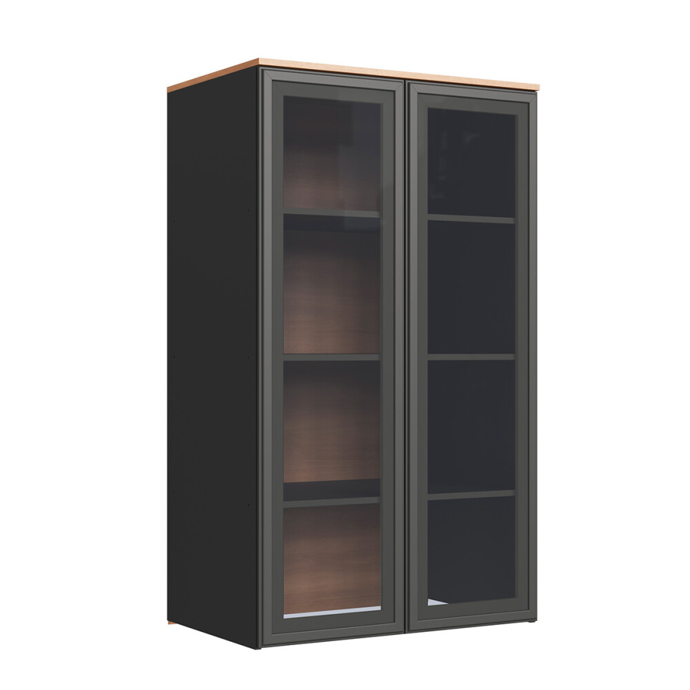 Módulo superior complementario ALICE 0,80 m, 2 puertas de vidrio, color Grafito Módulo Superior Complementario Alice 0,80 M, 2 Puertas De Vidrio, Color Grafito