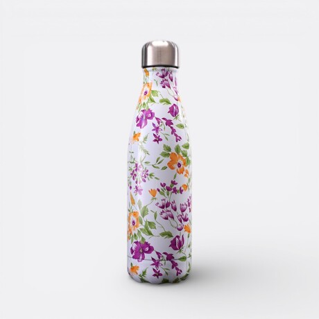 Botella Aluminio Estampada 500ml Floreado Blanco