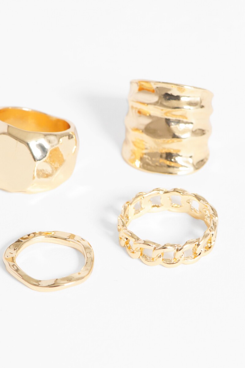 Set de anillos machacados dorado