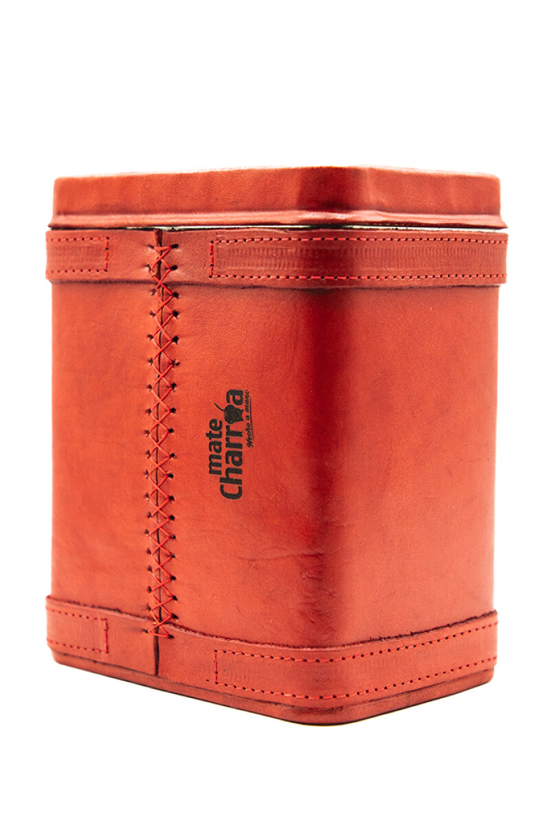 MATE CHARRUA YERBERO DE CUERO CHICO ROJO