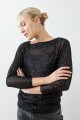 Blusa lentejuelas manga dollman negro