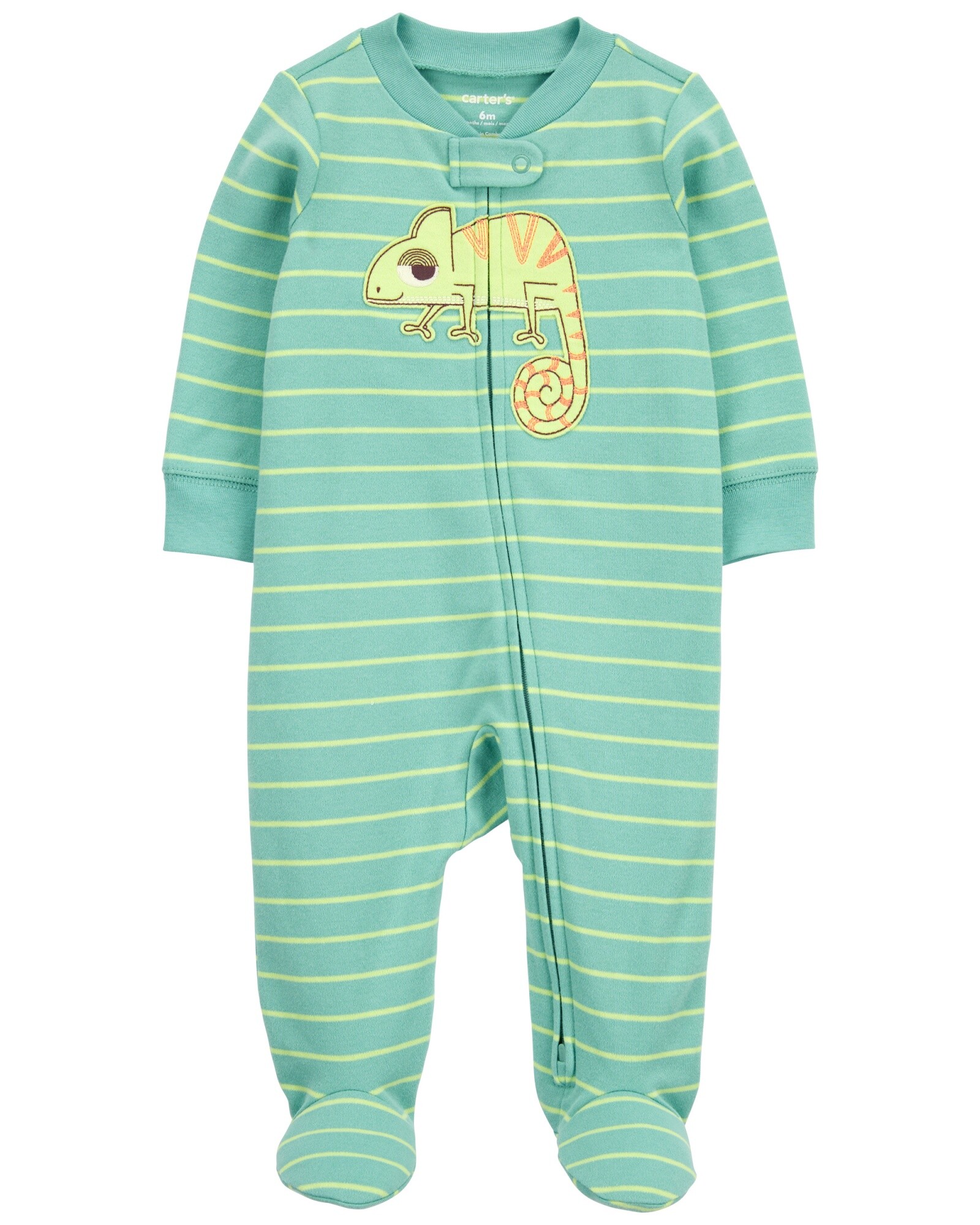 Pijama una pieza de algodón, con pie, diseño camaleón Sin color