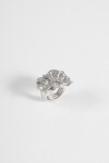 Anillo flor antique elastizado plateado