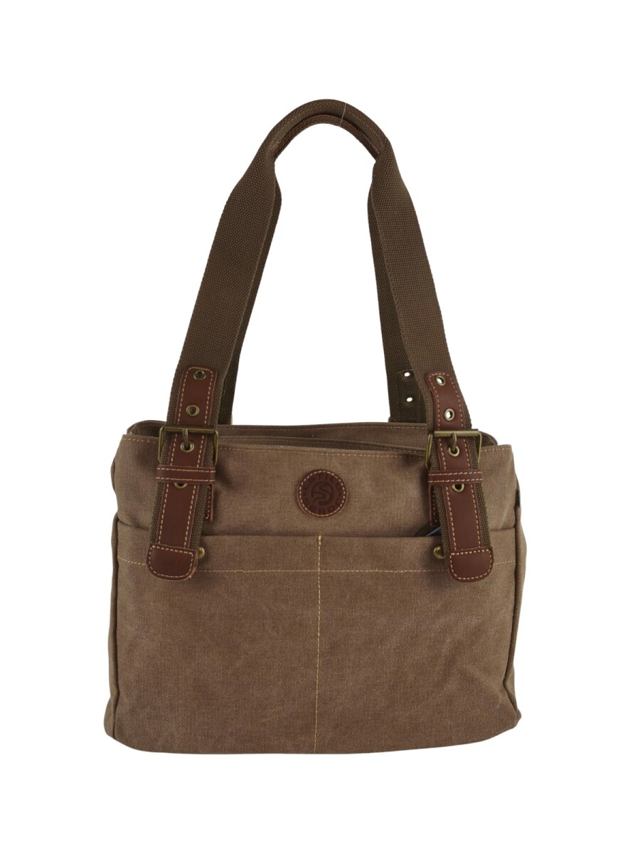 Cartera lona doble cierre - Marrón 