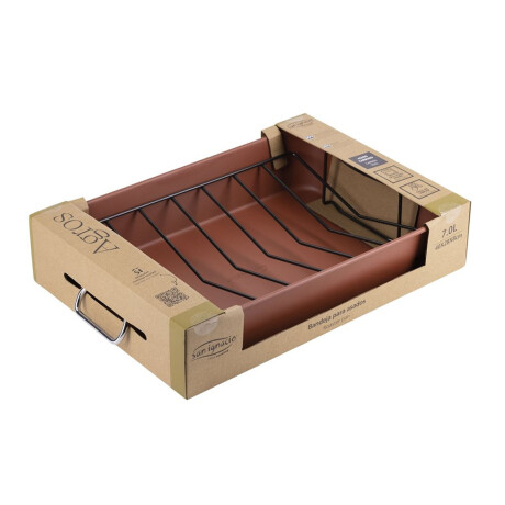 Asadera Bandeja c/Rejilla 40x28Cm Acero Antiadherente Agros Terracota